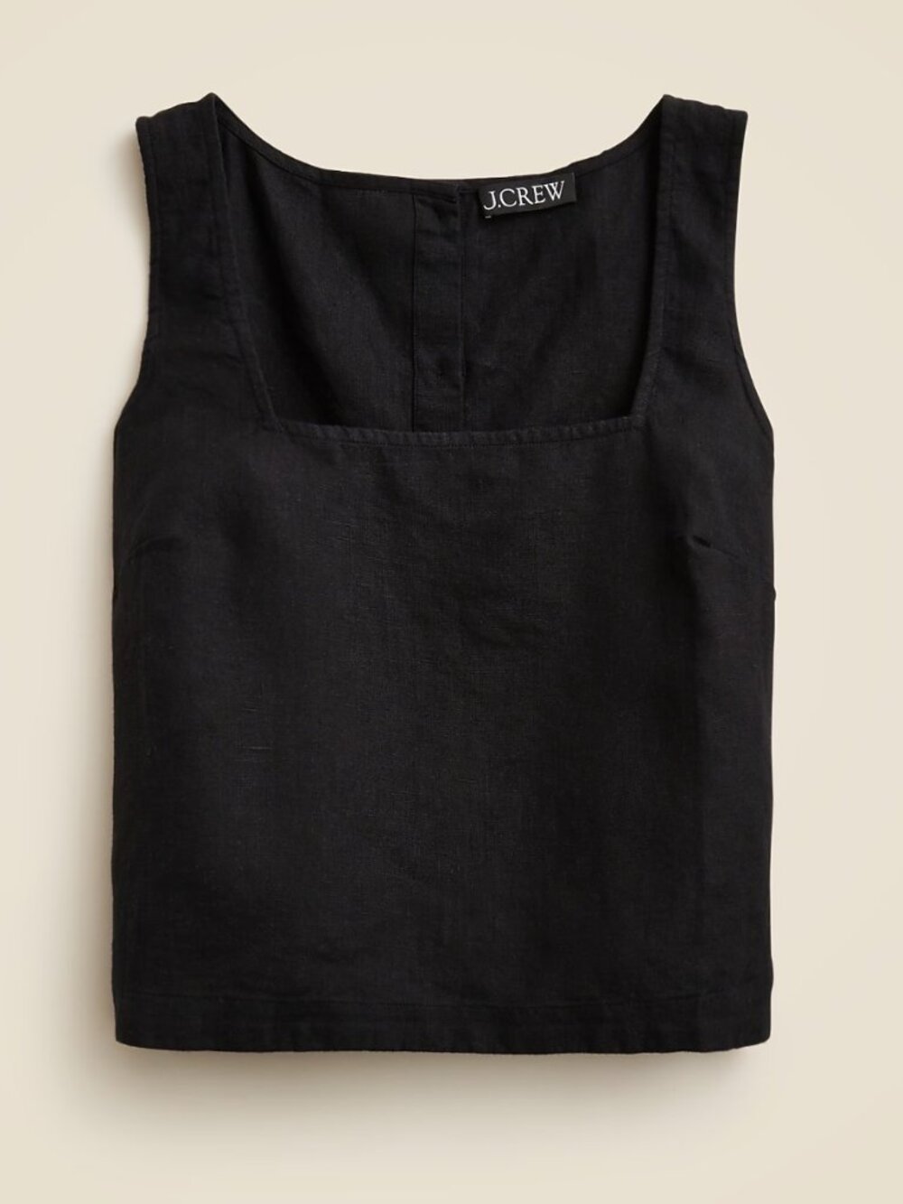 Squareneck button-back top in linen